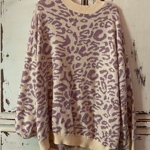 Chic Soul Lavender Leopard Print Sweater